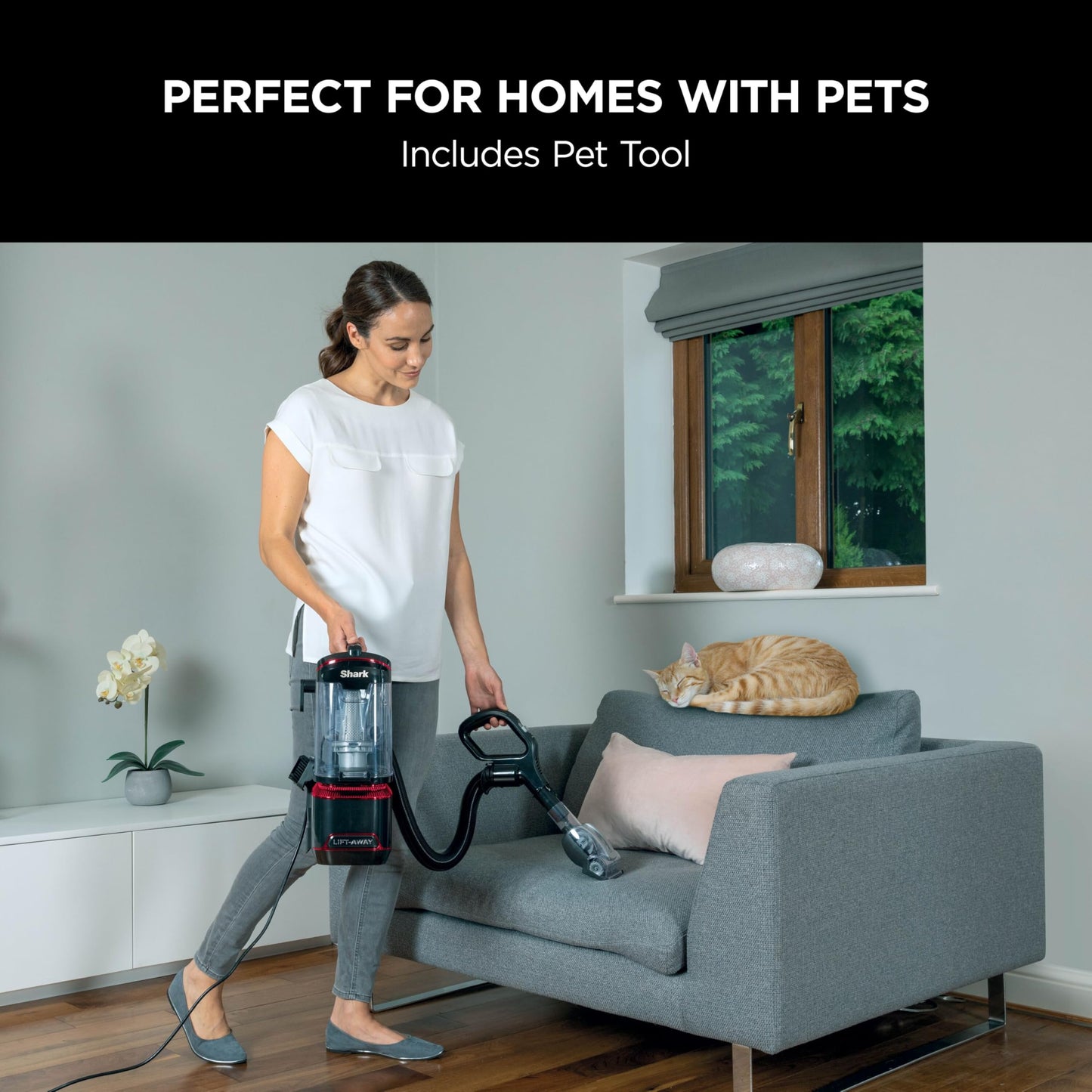 Shark Lift Away True Pet NV602UKT Upright Vacuum Cleaner, Red/Black